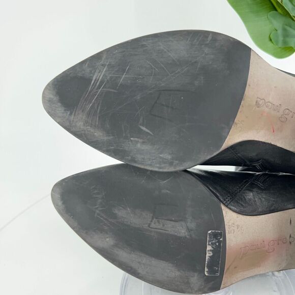 Paul Green Women Trey Boot Size 8 Block Heel Pointed Bootie Black Leather Zip Up - Picture 14 of 16